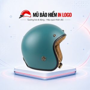 Mũ bảo hiểm in logo 3/4 đầu màu xanh ngọc sơn nhám MBH-39