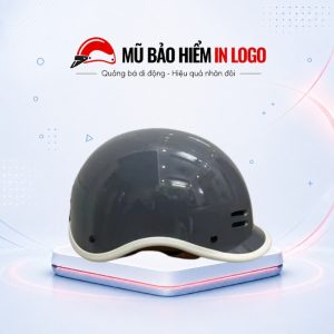 Mũ bảo hiểm in logo nửa đầu (1/2) kiểu dáng cá heo màu xám sơn bóng MBH-28