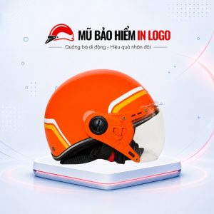 Mũ bảo hiểm in logo nửa đầu (1/2) có kính màu cam sơn bóng MBH-30