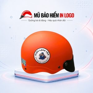 Mũ bảo hiểm in logo nửa đầu (1/2) màu cam sơn nhám MBH-25