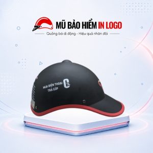 Mũ bảo hiểm in logo nửa đầu (1/2) kiểu nón kết màu đen phối đỏ sơn nhám MBH-27