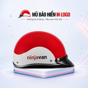 Mũ bảo hiểm in logo nửa đầu (1/2) phối màu đỏ trắng lượn sóng sơn bóng MBH-03