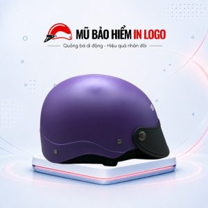 Mũ bảo hiểm in logo nửa đầu (1/2) màu tím sơn nhám MBH-20