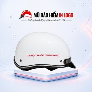 Mũ bảo hiểm in logo nửa đầu (1/2) màu trắng sơn bóng MBH-14