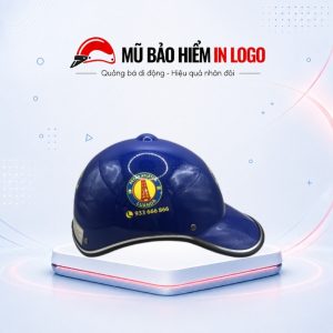 Mũ bảo hiểm in logo nửa đầu (1/2) kiểu nón kết màu xanh sơn bóng MBH-26