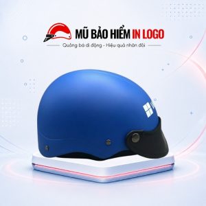 Mũ bảo hiểm in logo nửa đầu (1/2) màu xanh dương sơn nhám MBH-10