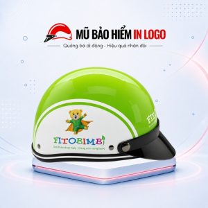 Mũ bảo hiểm in logo nửa đầu (1/2) màu xanh lá phối trắng sơn bóng MBH-05