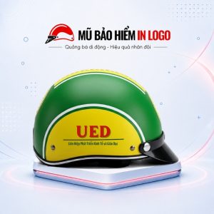 Mũ bảo hiểm in logo nửa đầu (1/2) màu xanh lá phối vàng sơn nhám MBH-04