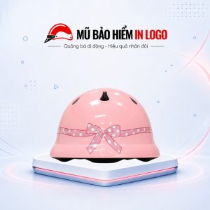 Mũ bảo hiểm in logo cho trẻ em nửa đầu in và sơn hoạ tiết nơ sơn bóng MBH-47