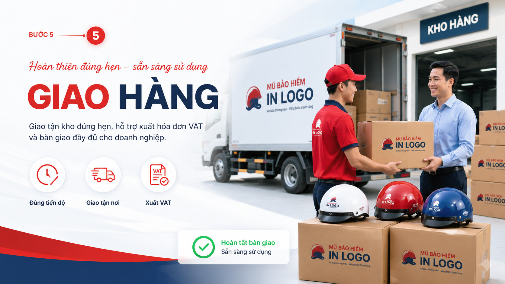 Giao hàng mũ bảo hiểm in logo toàn quốc