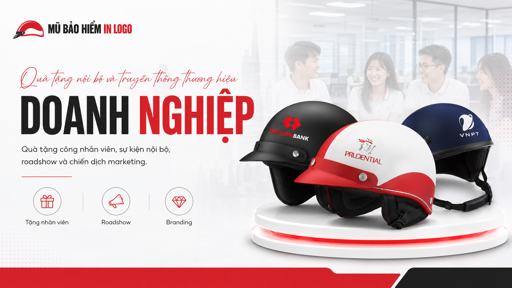 Mũ bảo hiểm in logo doanh nghiệp